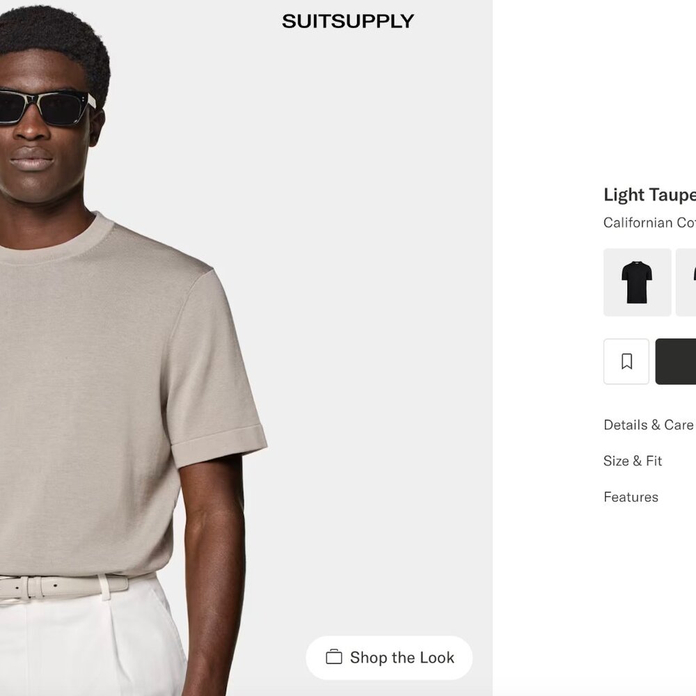 SuitSupply Light Taupe Short Sleeve Crewneck (Size Medium) NEW WITH TAGS